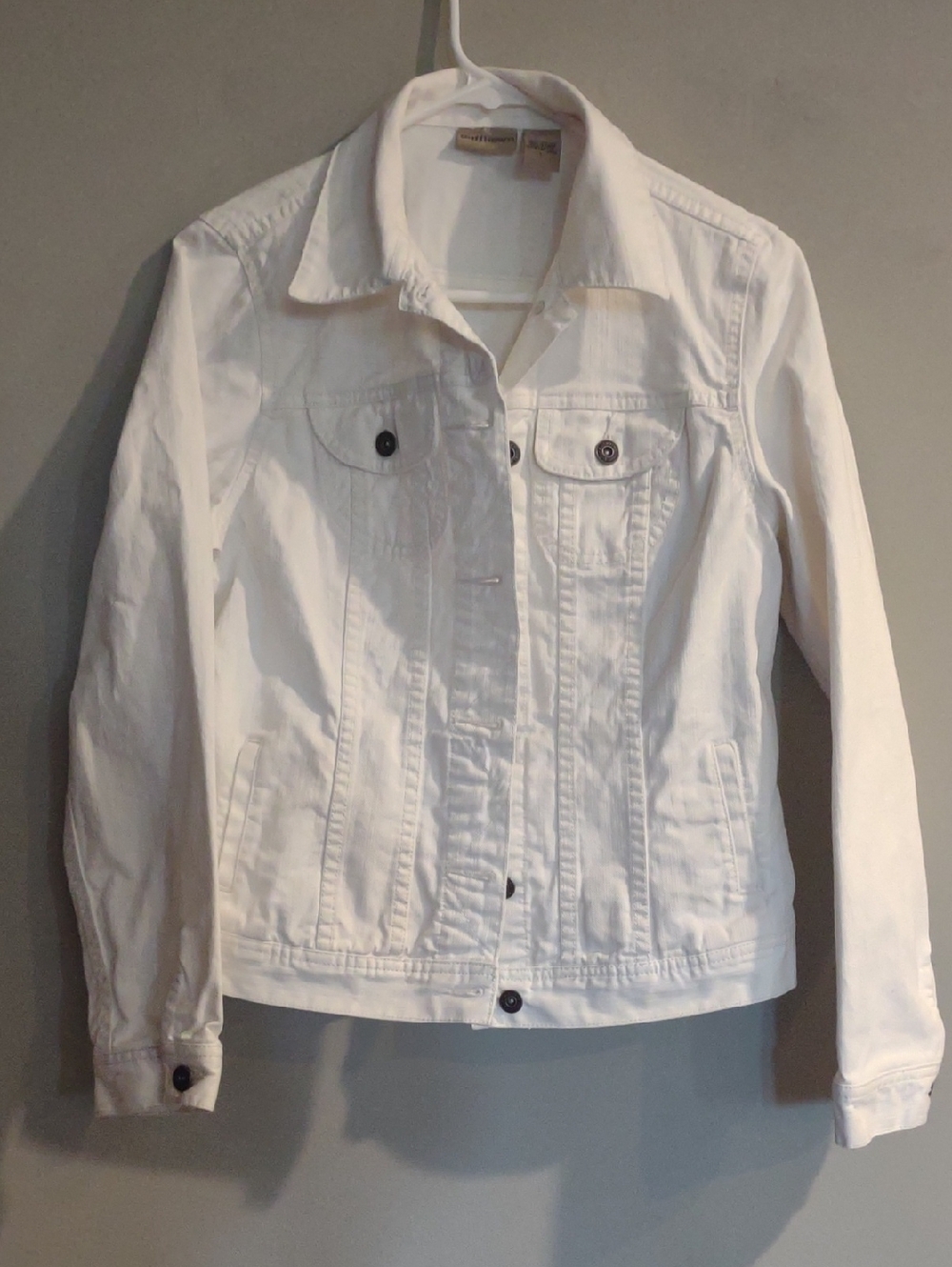 Ruff Hewn Women's Large White Denim‎ Trucker Jacket